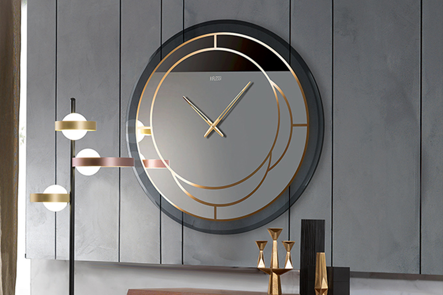 Orologio da Parete Moderno, 30x30 cm, effetto marmo bianco e oro. –